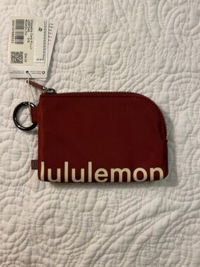 lululemon burgundy zip card pouch with keyring
